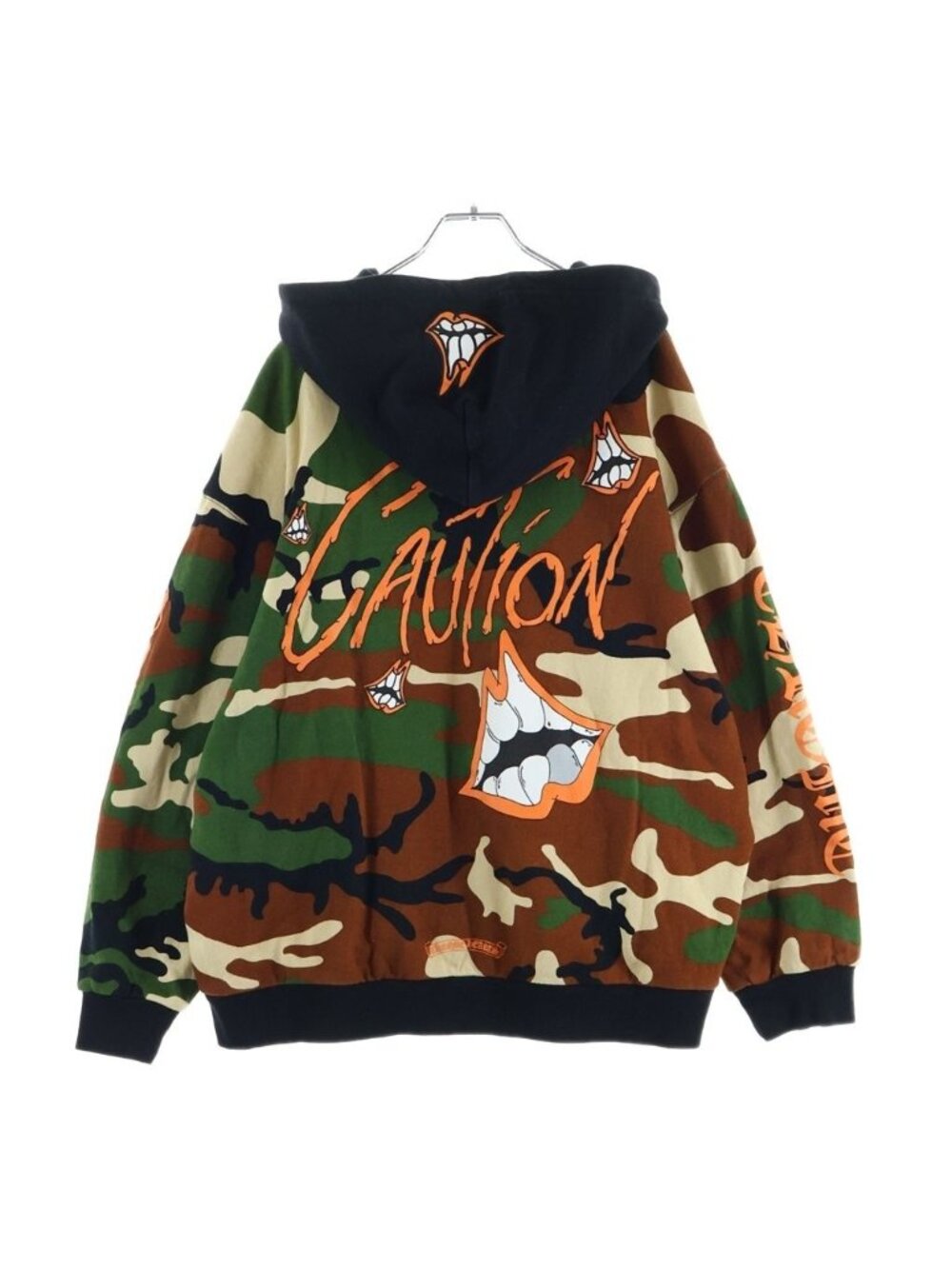 Chrome Hearts Matty Boy Caution Thermal Zip Up Hoodie Lining Double Face